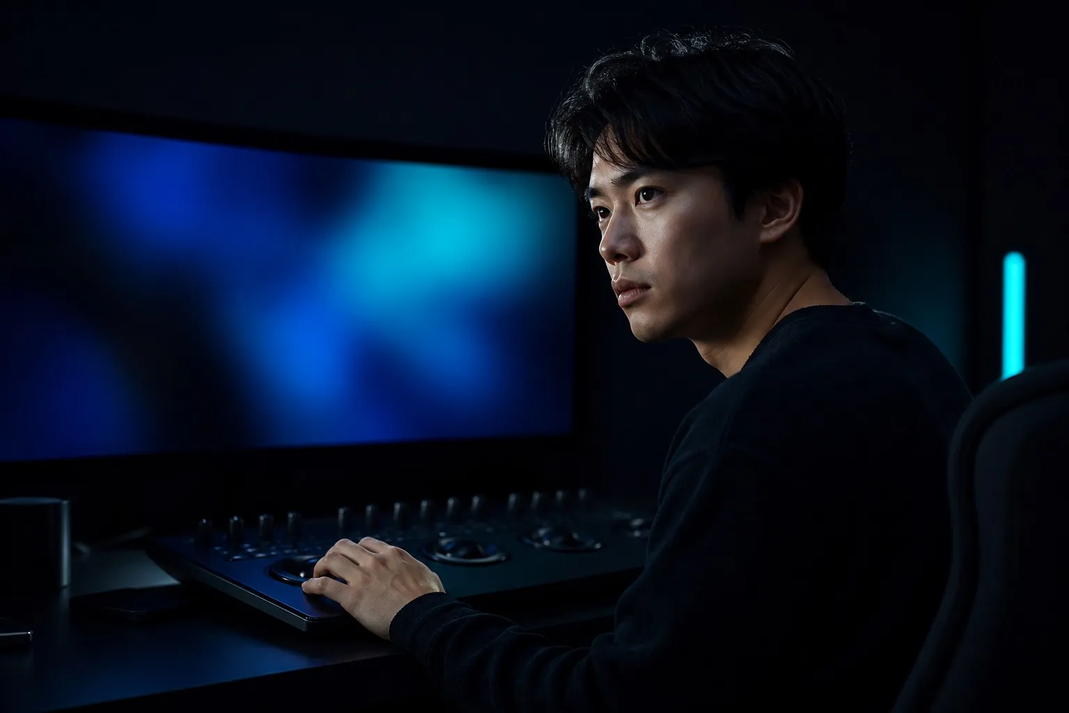 カラーグレーディング作業中の編集室